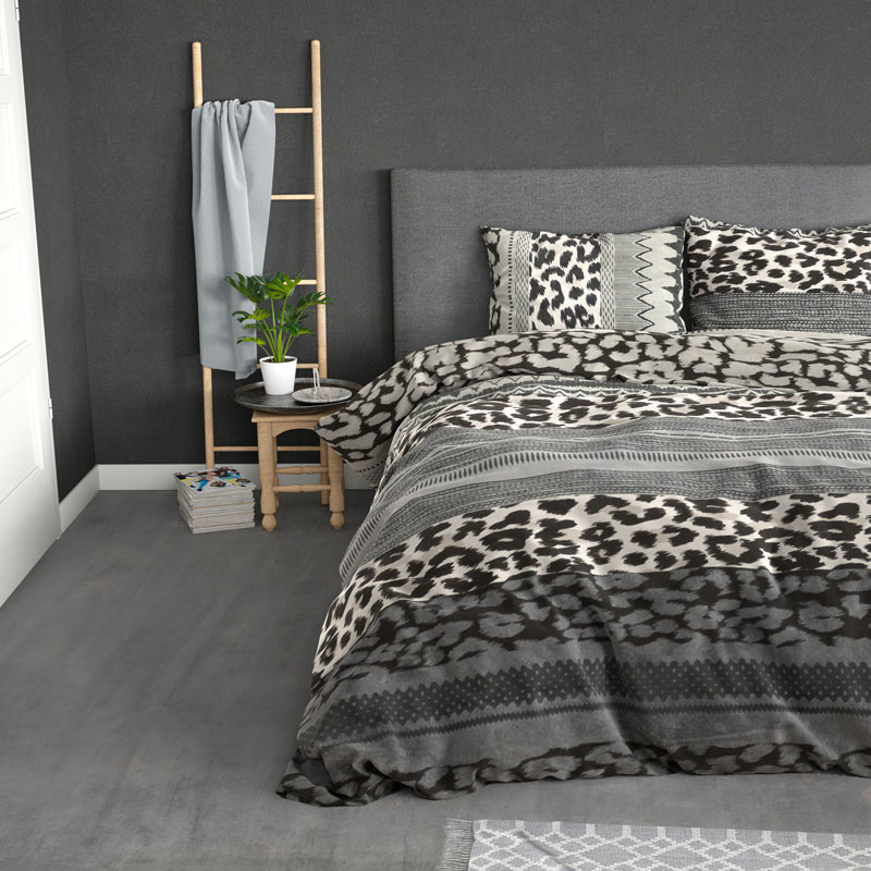Dekbedovertrek Lenarda Grey Dekbedovertrek - Lits-Jumeaux (240x220 cm) - Grijs Polyester-katoen - Dessin: Effen - Sleeptime Elegance -