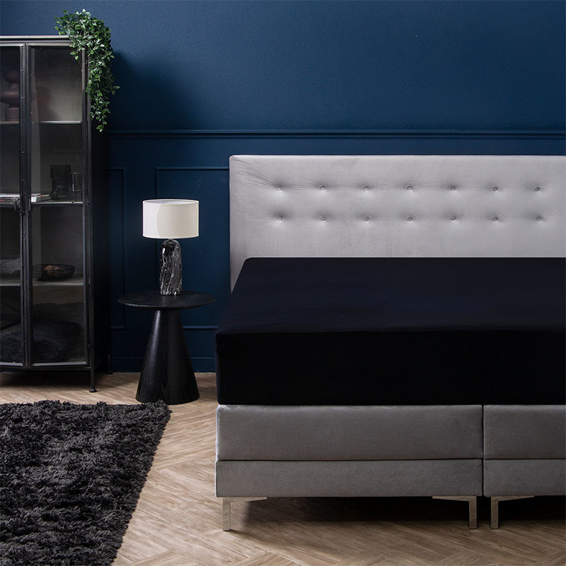 Signature Jersey Luxe Boxspring Hoeslaken Kleur: Zwart, 80 x 200/210 cm Dekbedovertrek