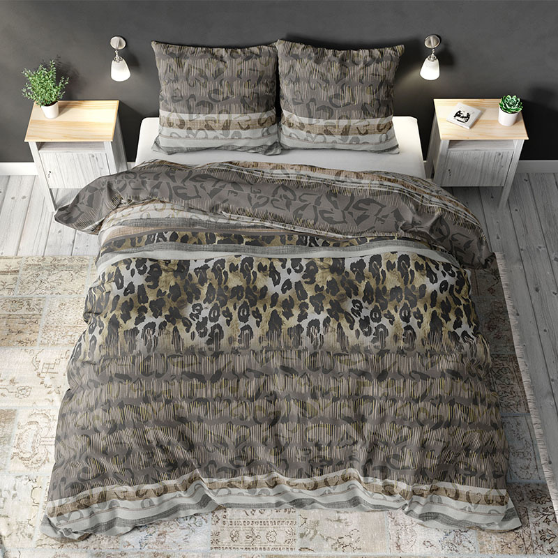 Dekbedovertrek Maximo Dekbedovertrek - Lits-Jumeaux (240x220 cm) - Taupe Polyester-katoen - Dessin: Patroon - Sleeptime Elegance -