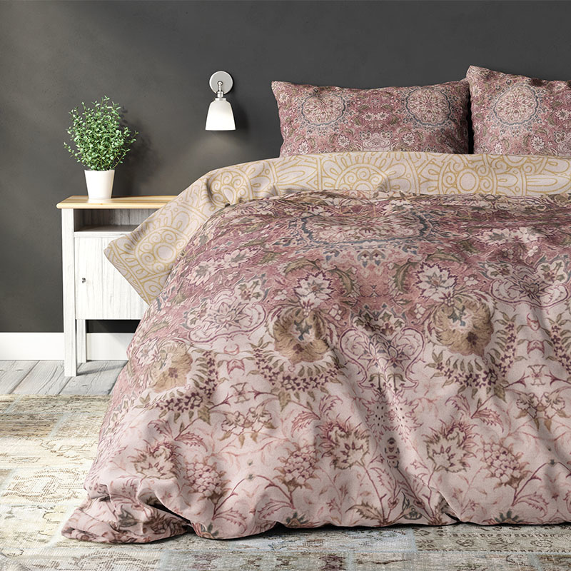 Dekbedovertrek Adelin - Tweepersoons (200x220 cm) - Roze Polyester-katoen - Dessin: Patroon - Sleeptime Elegance - Dekbed-Discounter.nl