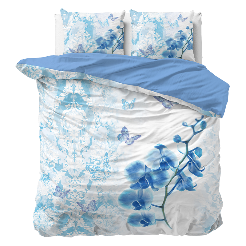 Sleeptime Essentials Dream Orchid - Turquoise Dekbedovertrek Lits-jumeaux (240 x 220 cm + 2 kussenslopen) Dekbedovertrek