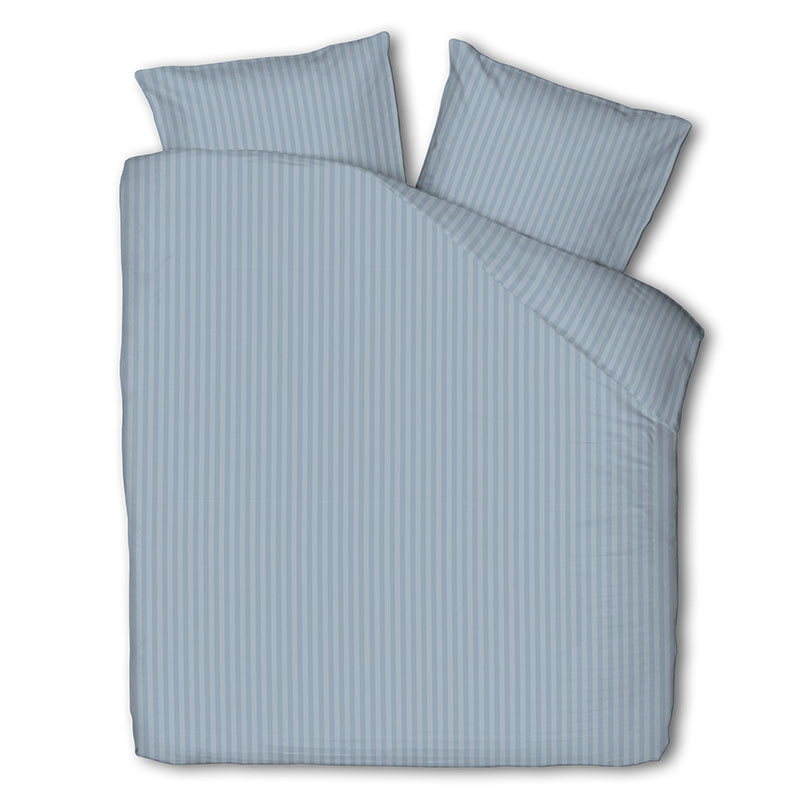 Presence Satijnstreep - Lichtblauw Dekbedovertrek Lits-jumeaux (240 x 200/220 cm + 2 kussenslopen) Dekbedovertrek