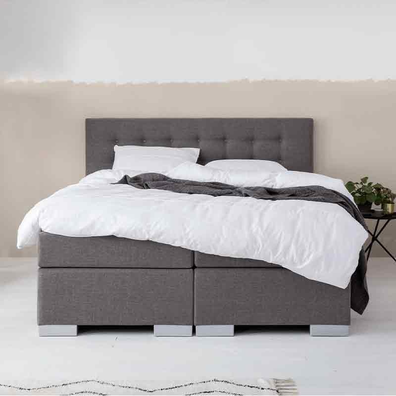 2-Persoons Boxspring Frig Lounge Grijs 180x200 cm Pocketvering Inclusief Topper Dekbed-Discounter.nl