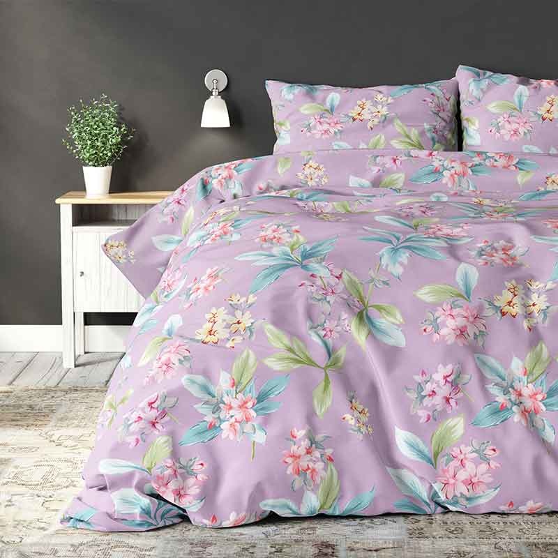Dekbedovertrek Flower Express - Eenpersoons (140x200 cm) - Meerkleurig Polyester-katoen - Dessin: Patroon - Sleeptime Elegance - Dekbed-Discounter.nl