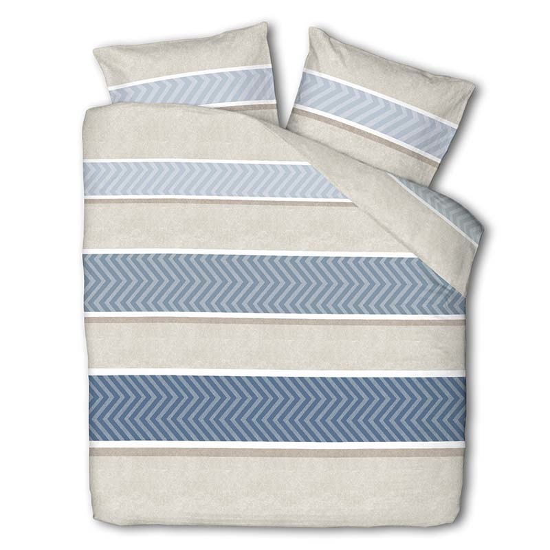 Luna Bedding Luna Herringbone Stripes - Blauw Dekbedovertrek Lits-jumeaux (240 x 220 cm + 2 kussenslopen) Dekbedovertrek