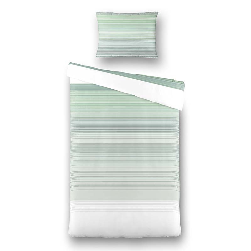 Dekbedovertrek Luna Pastel Green Stripes Dekbedovertrek - Eenpersoons (140x220 cm) - Groen Katoen - Dessin: Strepen - Luna Bedding -