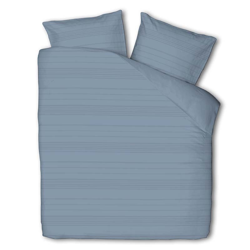 Luna Bedding Luna Embossed Stripes - Blauw Dekbedovertrek Lits-jumeaux (240 x 220 cm + 2 kussenslopen) Dekbedovertrek