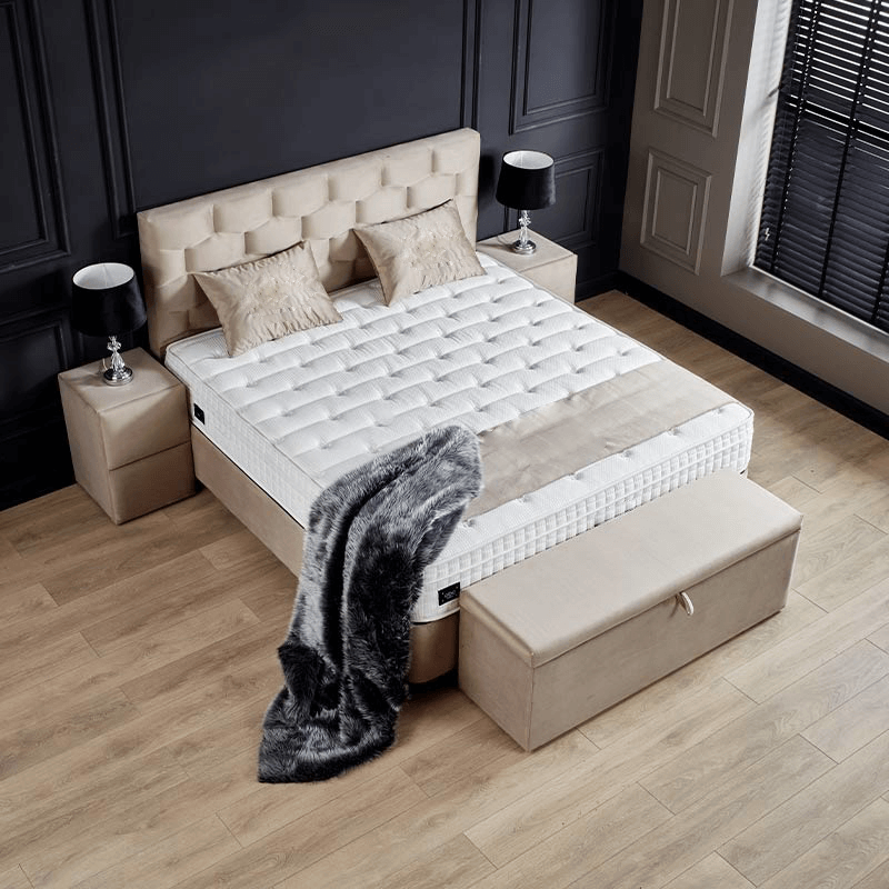 Dekbed Discounter Boxspring met opbergruimte - Palermo Kleur: Beige, 160 x 200 cm, Montage: Exclusief