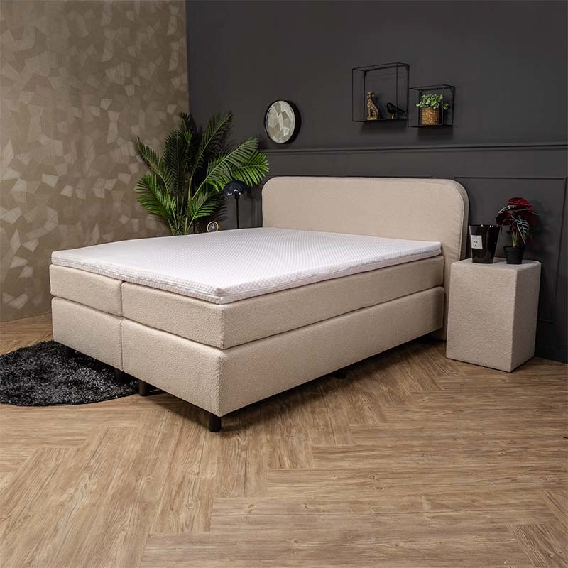 Nova Spring Boxspringset Curvy - Teddy 180 x 210, Hocker: Inclusief