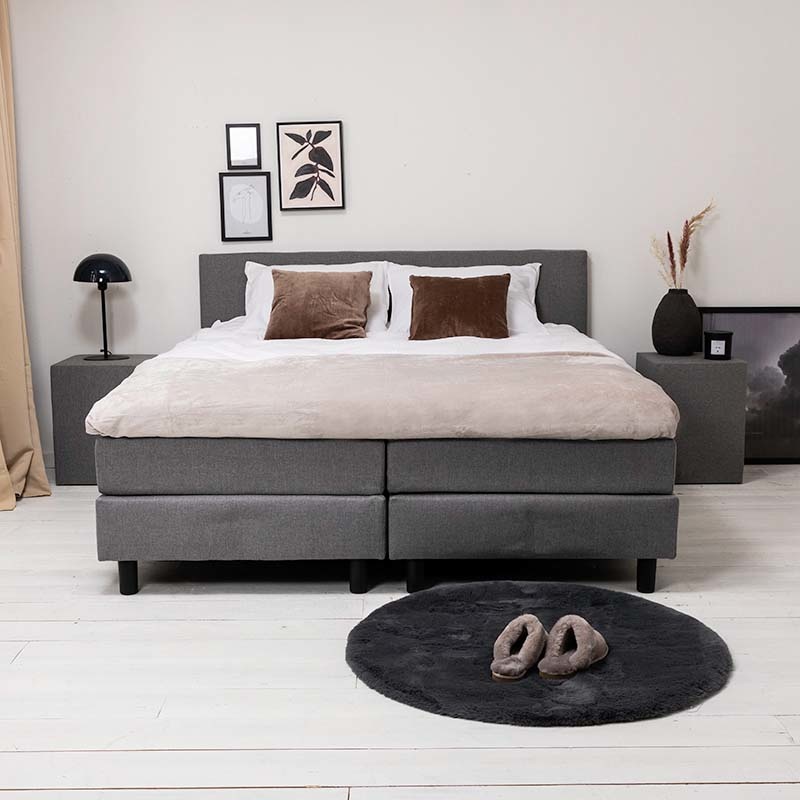 2-Persoons Boxspring - Gimli - Antraciet 140x200 cm - Pocketvering - Inclusief Topper - Dekbed-Discounter.nl