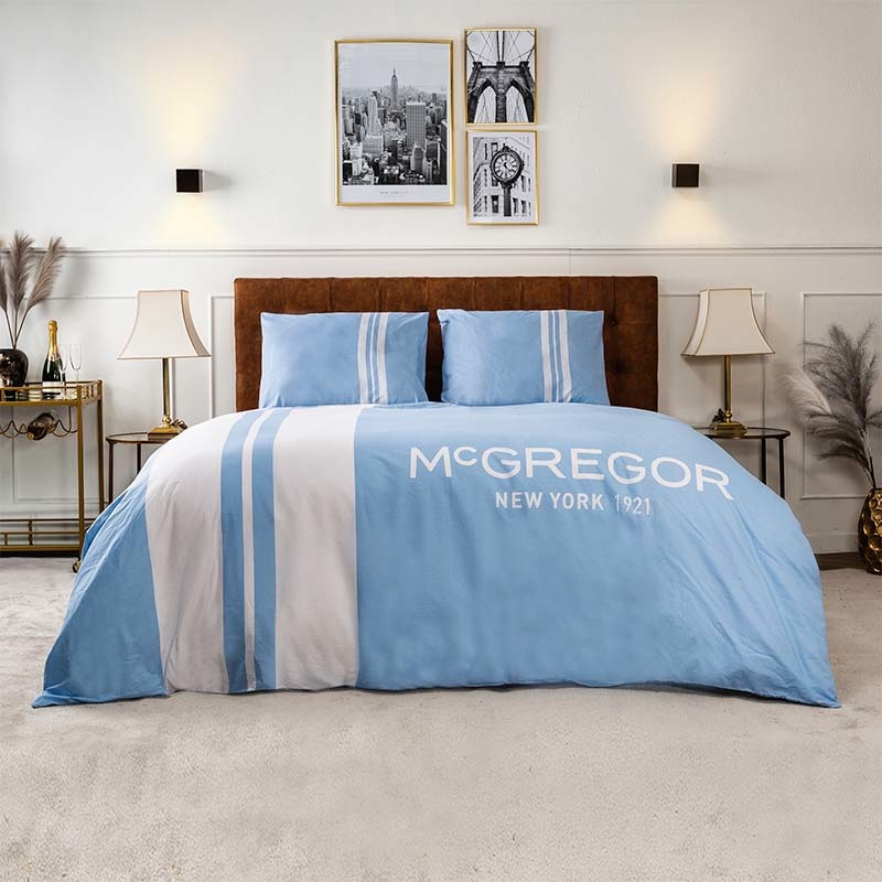 Dekbedovertrek McGregor Queens Lits-Jumeaux (240x220 cm) Blauw Katoen Dessin: Strepen McGregor Dekbe