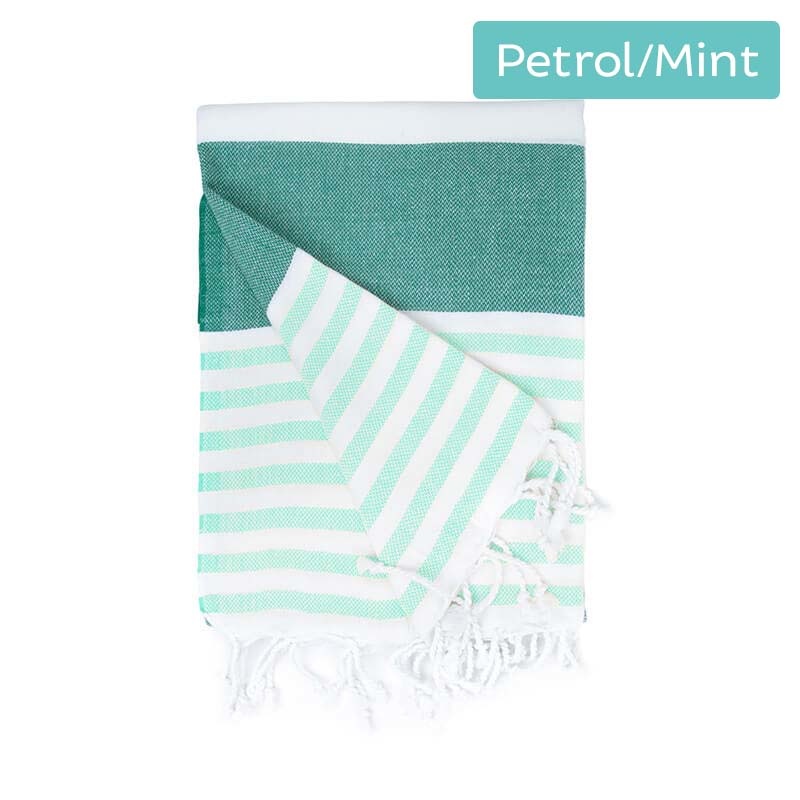 The One Towelling Hamamdoek Marine - 100 x 180 cm Kleur: Petrol/Mint