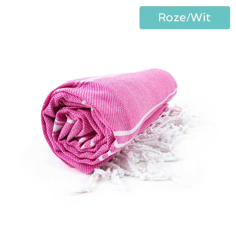 The One Towelling Hamamdoek Sultan - 100 x 180 cm Kleur: Roze/Wit