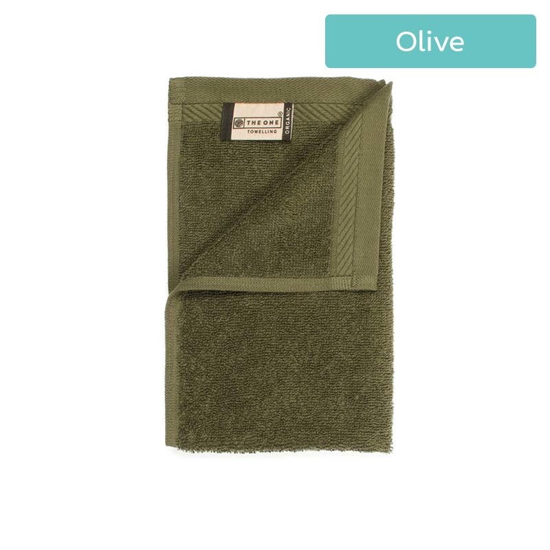 The One Towelling Gastendoekje Organic - 30 x 50 cm Kleur: Olive