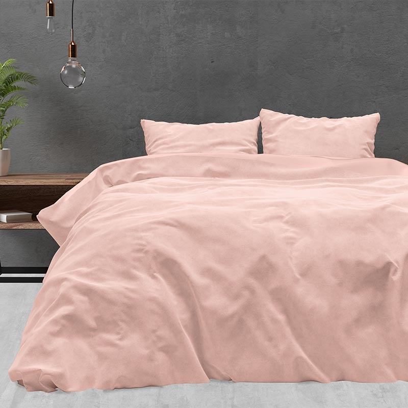 Sleeptime Velvet Uni - roze - Dekbedovertrek 2-persoons (200 x 220 cm + 2 kussenslopen) Dekbedovertrek
