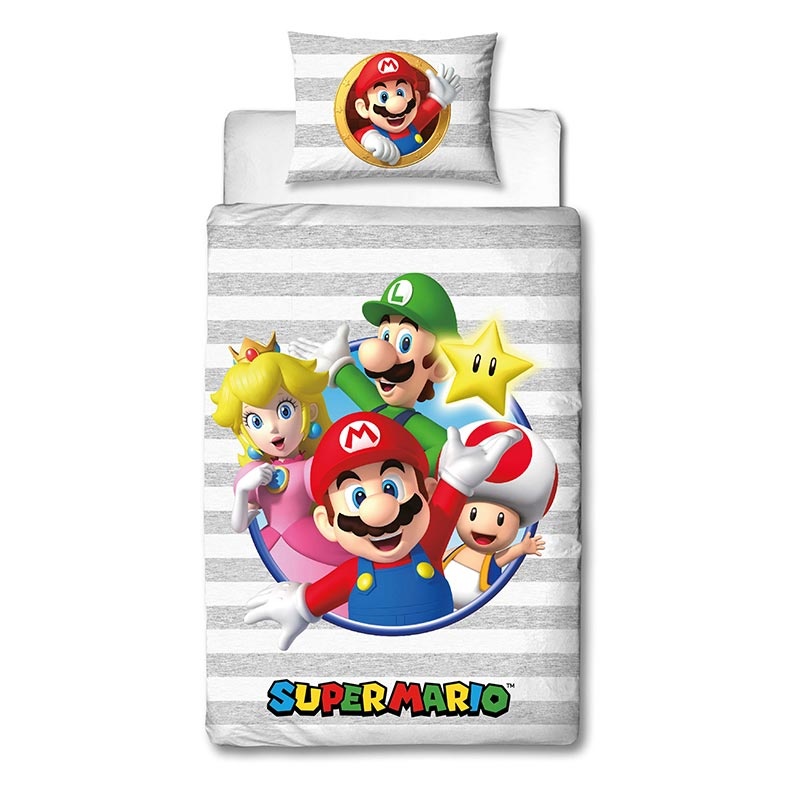 Nintendo Dekbedovertrek Grey - 140x200 - 100% Katoen - Multicolor - Dekbedovertrek kinderen