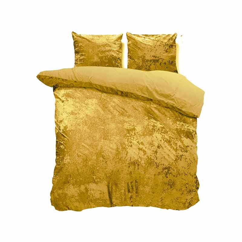Manilla Crushed Velvet Golden Spice Dekbedovertrek Lits-jumeaux (240 x 220 cm + 2 kussenslopen) Dekbedovertrek