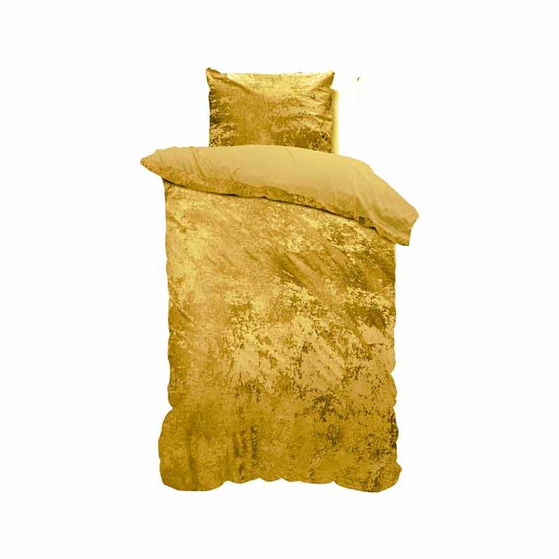 Dekbedovertrek Crushed Velvet Golden Spice Dekbedovertrek Eenpersoons (140x220 cm) Goud Microvezel D