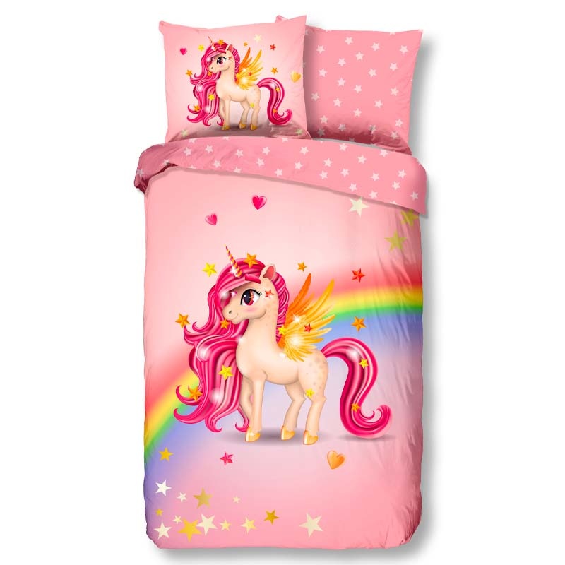 Kinderdekbedovertrek Little Unicorn Dekbedovertrek 200x140 cm Roze Dessin: Dieren Good Morning Dekbe