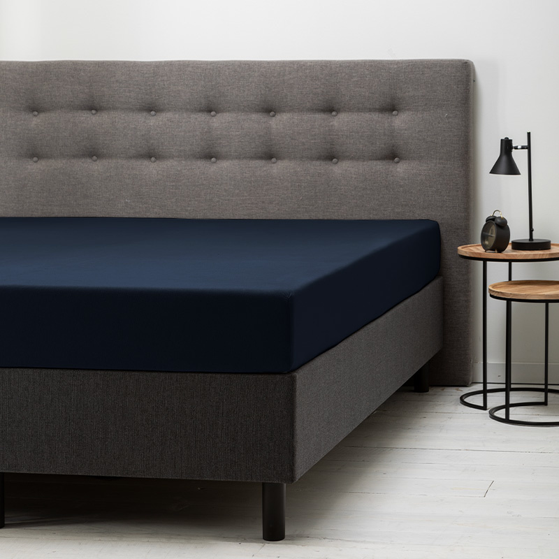 Hoeslaken Katoen Navy 90x210 cm Blauw Fresh & Co Dekbed-Discounter.nl