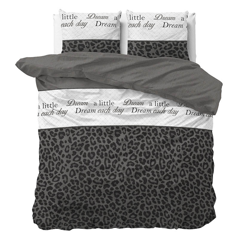 Sleeptime Dream and Sleep - Antraciet Dekbedovertrek Lits-jumeaux (240 x 220 cm + 2 kussenslopen) Dekbedovertrek