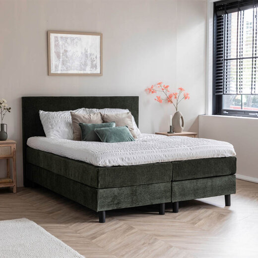 Dekbed Discounter Boxspringset Julia Rib - Olijfgroen aanbieding