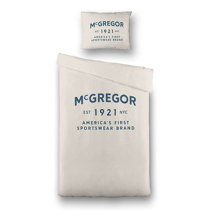 Dekbedovertrek McGregor Boston Dekbedovertrek - Eenpersoons (140x240 cm) - Beige Katoen - Dessin: Tekst - McGregor - Dekbed-Discounter.nl