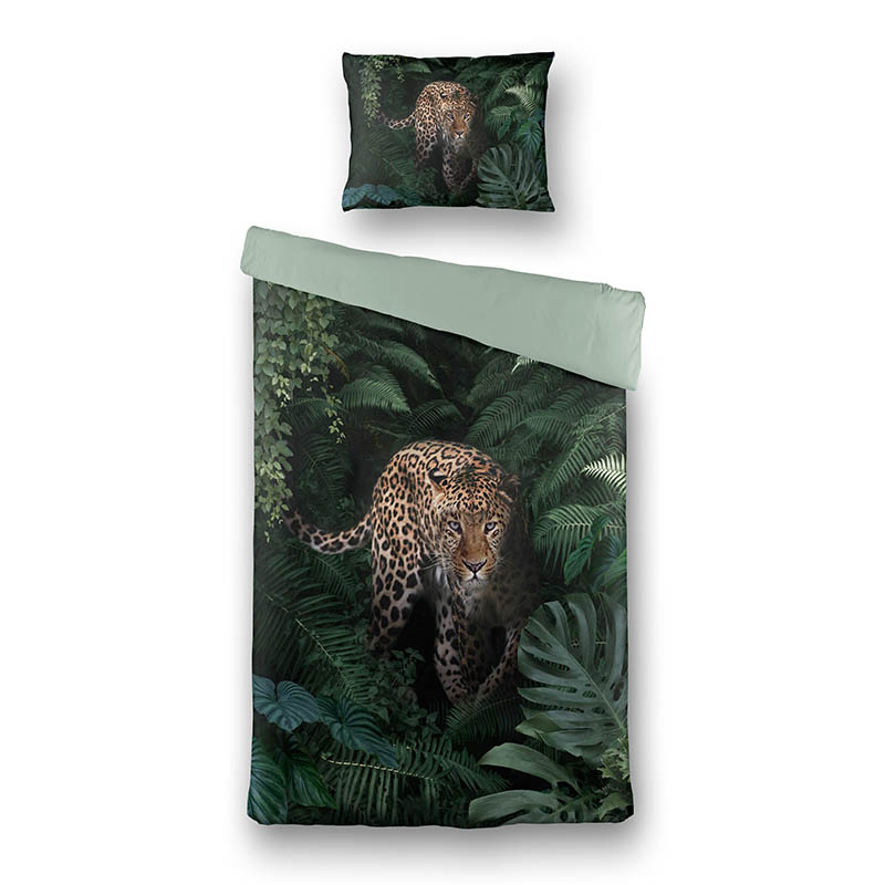 Dekbedovertrek Jungle Cheetah Dekbedovertrek Eenpersoons (140x220 cm) Groen & Roze Microvezel Katoen