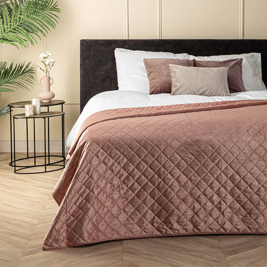 Bedsprei Velvet Ruit - Roze