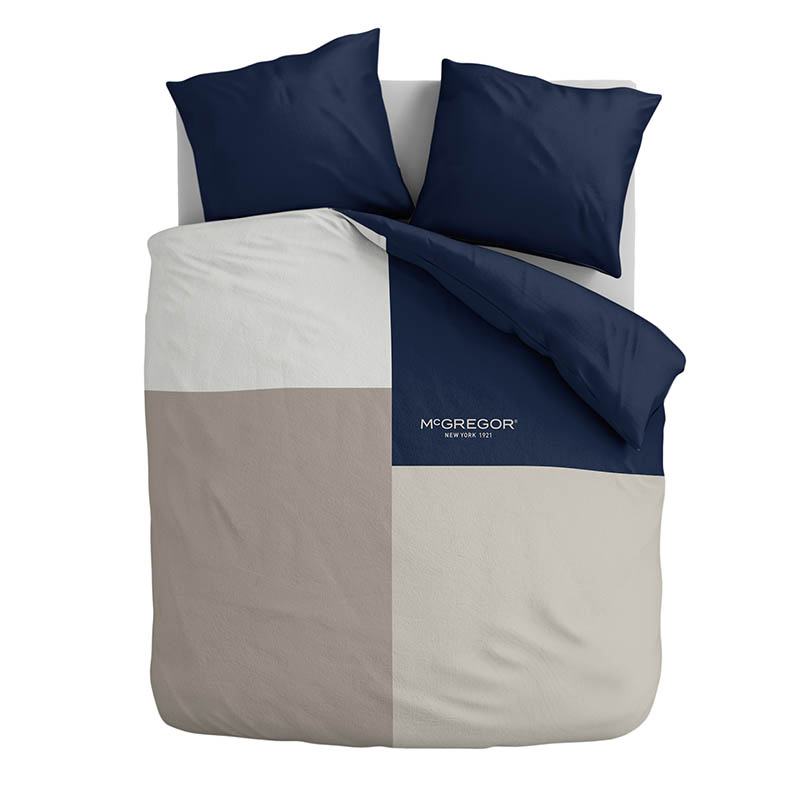 Dekbedovertrek Colorblock Navy Dekbedovertrek - (x240 cm) - Navy Katoen-satijn - Dessin: Modern - McGregor - Dekbed-Discounter.nl