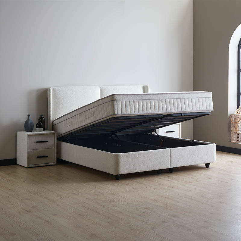 2-Persoons Boxspring Met Opbergruimte Ruby Wit 160x200 cm Pocketvering Inclusief Topper Dekbed-Disco