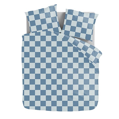 Dekbedovertrek Chess Block Lits-Jumeaux (240x220 cm) Blauw Microvezel Dessin: Luna Bedding Dekbed-Di