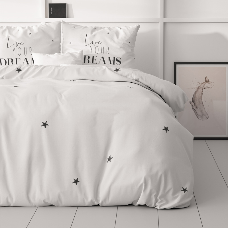 Dekbedovertrek Kinara Dekbedovertrek Lits-Jumeaux (240x220 cm) Wit Katoen Dessin: Sleeptime Elegance