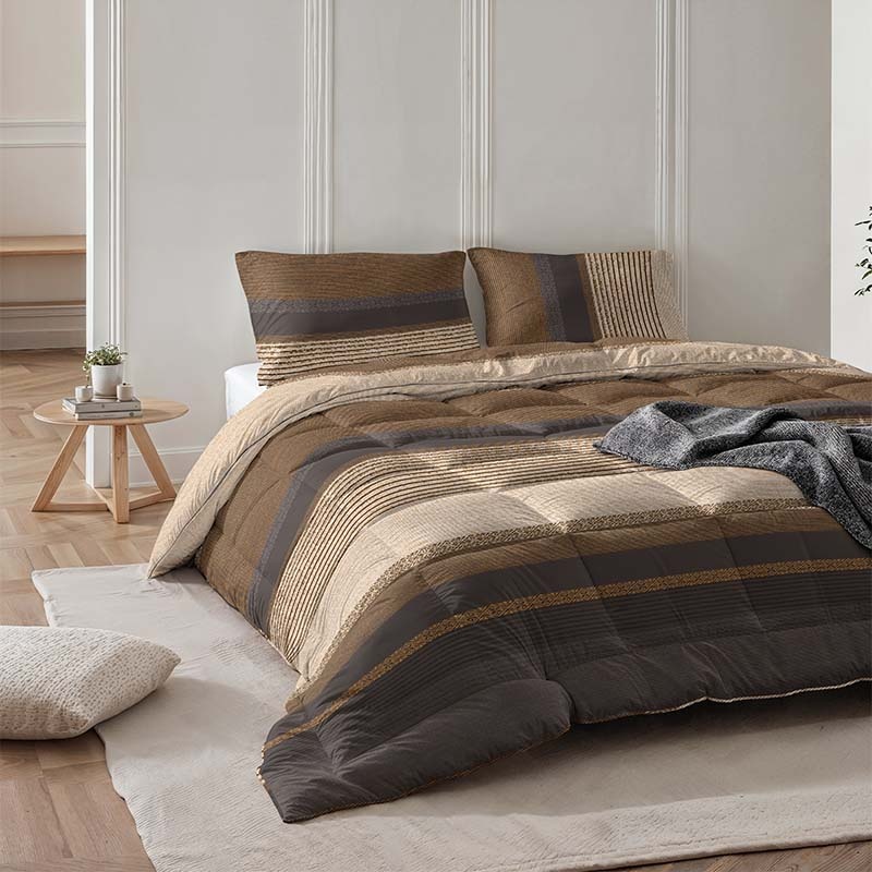 Sleeptime 2 in 1 Dekbed zonder Overtrek Taupe - Dekbed - 140 x 200 cm + 1 x kussensloop 60x70 - Taupe