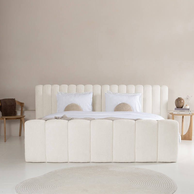 2-Persoons Designbed Chique - Wit & Beige & Off-white 180x200 cm - Pocketvering - Inclusief Topper - Dekbed-Discounter.nl