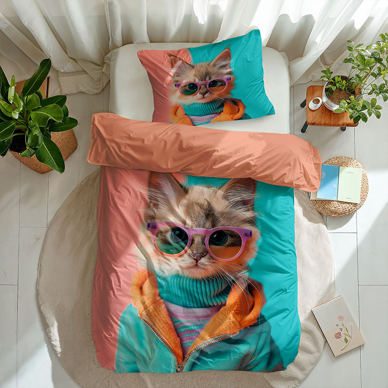 Dekbedovertrek Animal Couture - (x cm) - Meerkleurig Katoen - Dessin: Dieren - Fresh and Co - Dekbed-Discounter.nl
