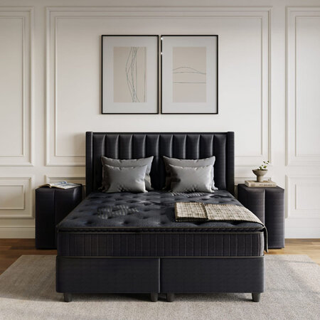 Boxspring met opbergruimte Blackpearl - Antraciet