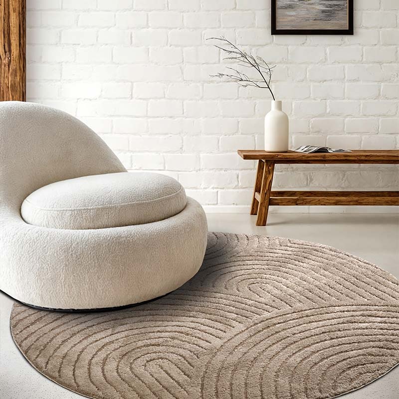 Vloerkleed Elle Decoration - New York Rond - Taupe - Dekbed-Discounter.nl