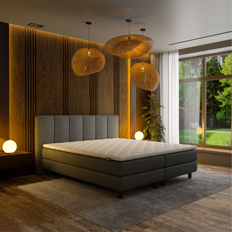 2-Persoons Boxspring Hotel - Wide - Antraciet 180x200 cm - Pocketvering - Inclusief Topper - Dekbed-Discounter.nl