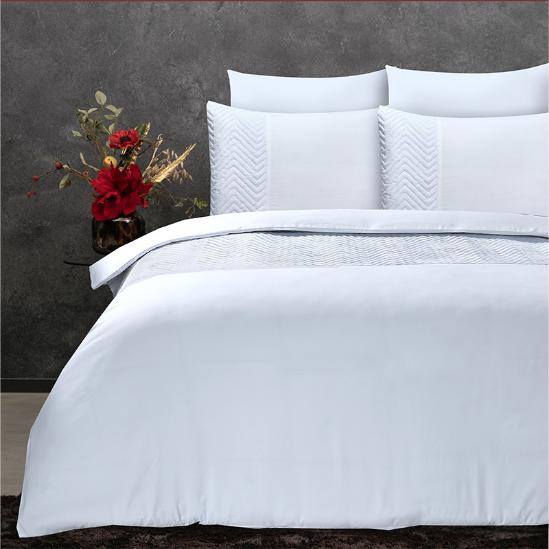 Dekbedovertrek Velvet Crossline - Lits-Jumeaux (240x220 cm) - Wit Microvezel - Dessin: Effen - Sleeptime - Dekbed-Discounter.nl