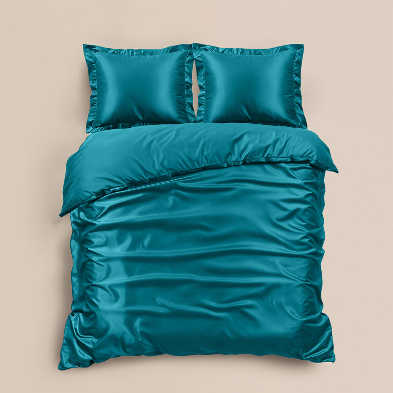 Dekbedovertrek Glossy - Petrol - Dekbed-Discounter.nl