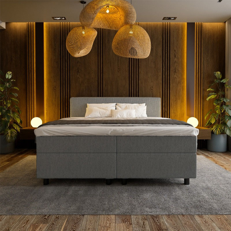 2-Persoons Boxspring Hotel Suite - Grijs 180x220 cm - Pocketvering - Inclusief Topper - Dekbed-Discounter.nl