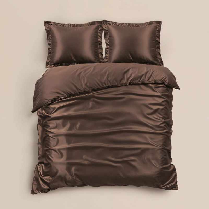 Dekbedovertrek Glossy - Bruin - Dekbed-Discounter.nl