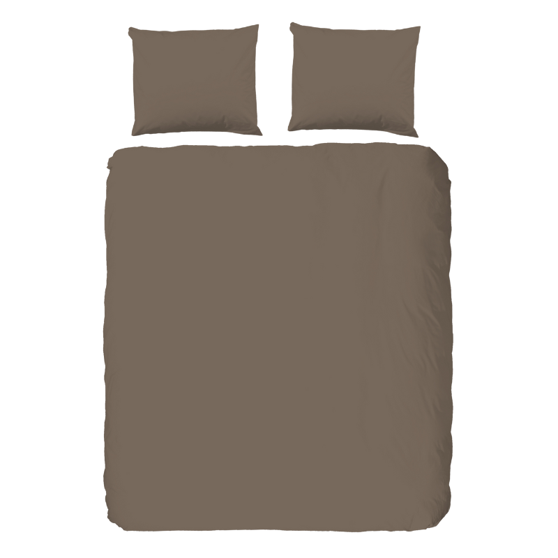 Pure Dekbedovertrek "uni dessin" - Taupe - (140x200/220 cm) - Microfiber