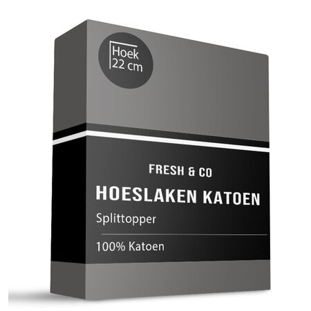 Splittopper Hoeslaken - Katoen - Antraciet - Verkoelend