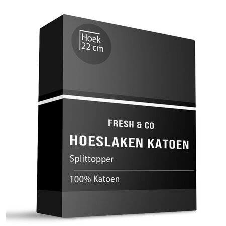 Splittopper Hoeslaken - Katoen - Zwart - Verkoelend