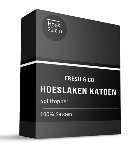 Splittopper Hoeslaken - Katoen - Zwart - Verkoelend