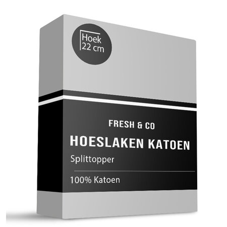 Splittopper Hoeslaken - Katoen - Grijs - Verkoelend