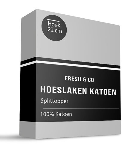 Splittopper Hoeslaken - Katoen - Grijs - Verkoelend