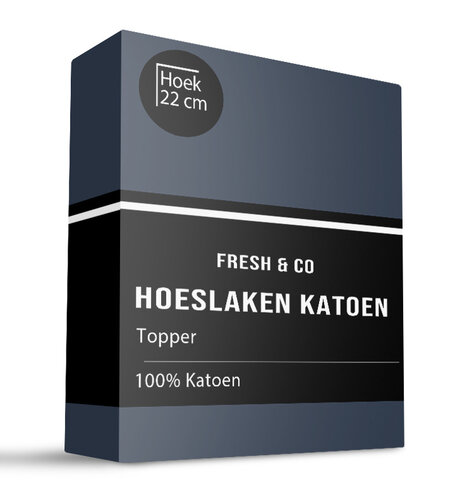 Topper Hoeslaken - Katoen - Navy - Verkoelend